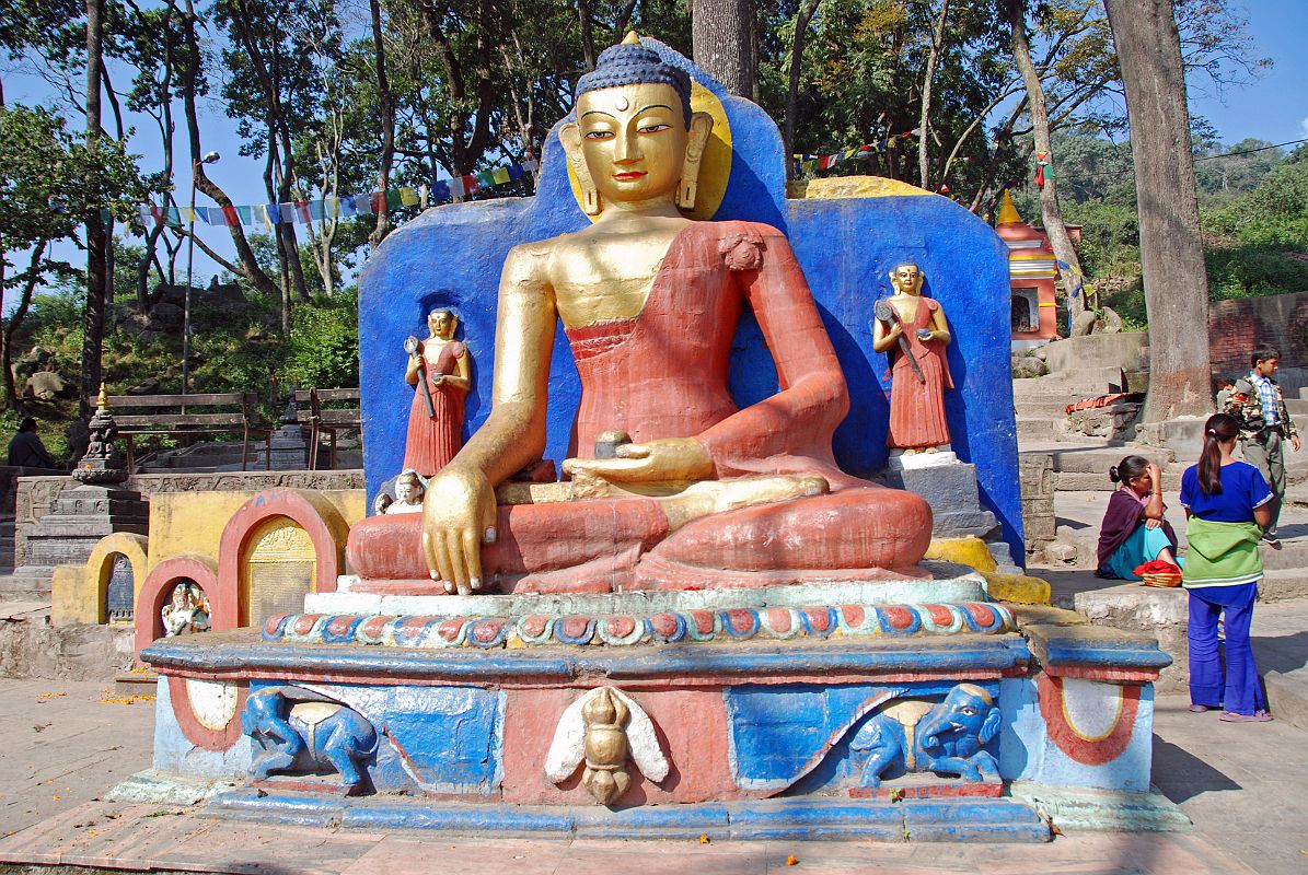 Kathmandu Swayambhunath 08 Buddha Statue At Entrance Gate 